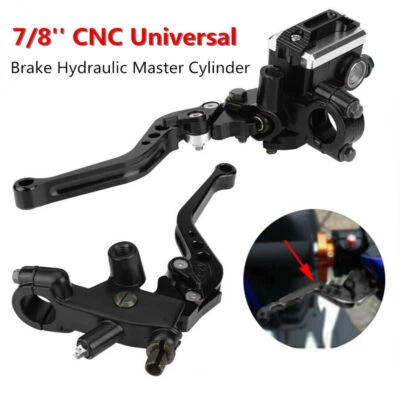 Par de depósitos de palanca de embrague cilindro maestro de freno universal CNC para motocicleta de 7/8"" Foto 1 de 4