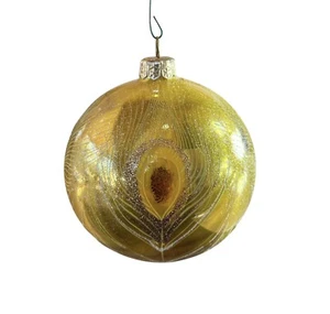 Metropolitan Museum of Art MMA Tiffany Ornament Gold Pfauenfeder mundgeblasenes Glas - Bild 1 von 12