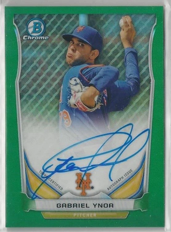 2014 BOWMAN CHROME GREEN REFRACTOR GABRIEL YNOA RC AUTO 74/75!! - Image 1 of 1