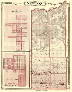 Historic County Map - Newton County Indiana - Baskin 1876 - 23 x 29.19 - Picture 1 of 20