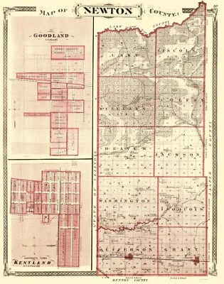 Historic County Map - Newton County Indiana - Baskin 1876 - 23 x 29.19 - Image 1 of 4