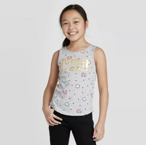 Marvel Muscle Tank Dot Heads Heather Gray Gold Lettering Size XL (14/16) Girls - Picture 1 of 5