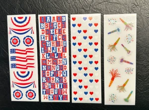 RARE Lot of 4 NEW Limited Edition Mrs. Grossman 4th of JulY Sticker Strips 2"x6" - Picture 1 of 4