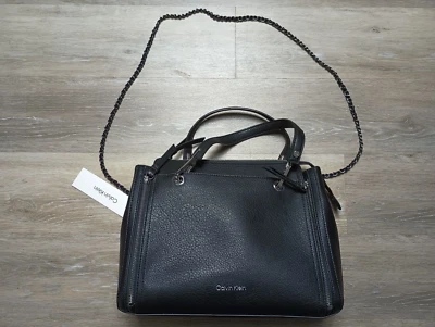 Calvin Klein Garnet Women's Top Zip Crossbody Purse Handbag Tote NWT $178 Black - Image 1 of 4