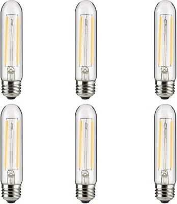 6PK T10 LED Tubular Edison Light Bulb, 2W(25W), 4000K, Clear Tube Glass, E26 - Image 1 of 2