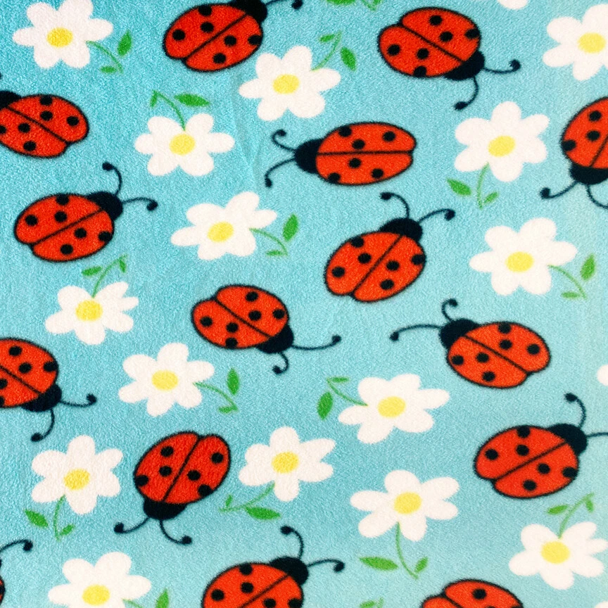 Lady Bugs Allover Print Fleece Fabric - 60" Wide - Sold by The Yard & Bolt - Image 1 of 1