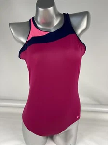 Nike One Piece Womens solid Purple Swim Suit L Athletic Unpadded - Picture 1 of 8