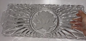 Hand Cut Crystal Lotus Flower Dessert Platter/ Pinwheel Tray - Picture 1 of 6