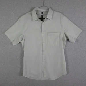 Lululemon Shirt Mens Large Light Grey Ivory Seersucker Button Up Preppy Casual - Picture 1 of 9