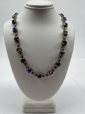 Collar de cadena unisex multicolor de plata de ley 925 maciza Foto 1 de 4