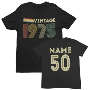 Camiseta 50 cumpleaños personalizada vintage 1975 para 2025, idea de regalo con nombre personalizado - Imagen 1 de 16