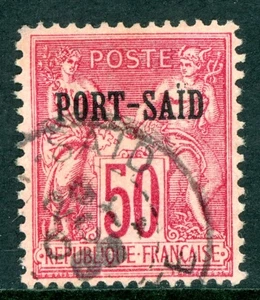 Colonias Francesas en Egipto 1899 Port Said 50¢ Carmine Sc #12 VFU L951 - Imagen 1 de 6