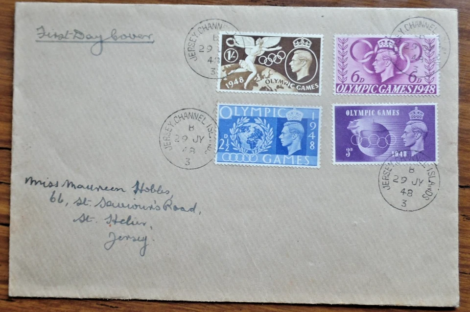 1948 GB OLympic Games 4v FDC cancelled Jersey h/s - Image 1 of 1