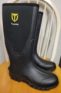 TideWe Herren hohe Gummistiefel SCHWARZ Regenstiefel Stahlschaft Neopren Größe 7 / NEU - Bild 1 von 6