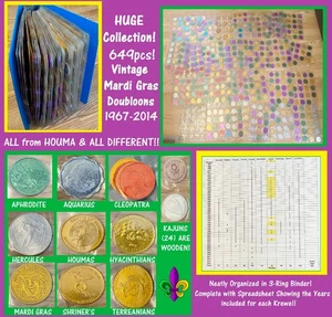 Lote ENORME Carpeta 1967-2014 ALL HOUMA,LA KREWES De Colección Moneda Doble Mardi Gras - Imagen 1 de 24