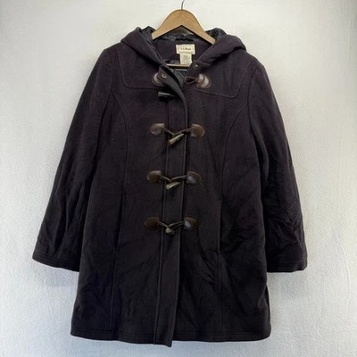 LL Bean Jacket Women's 12 Purple Classic Wool Duffel Coat Hooded Toggle Vintage - Image 1 of 4