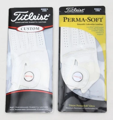 2 Nuevos Guantes de Golf Titleist Perma-Soft Personalizados Para Mujer Zurdos Talla L Foto 1 de 2