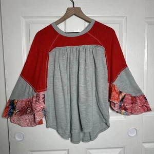 FREE PEOPLE Friday Fever Thermo Top Oversized Medium Blumen Boho Festival Artsy - Bild 1 von 11