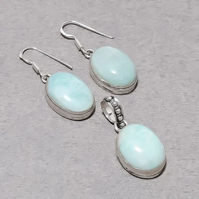 Pendiente colgante de amazonita con forma ovalada de piedras preciosas hecho a mano joyería vintage SR 5556 Foto 1 de 4