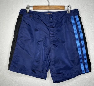 Vintage RLX Polo Sport Herren blau Nylon Badehose schwarz Streifen Y2K Shorts 32 - Bild 1 von 9