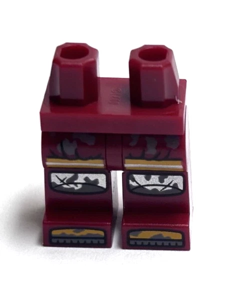 Lego - Minifigure Legs - Dark Red, Knee Pads, Dirt Pattern - Image 1 of 1