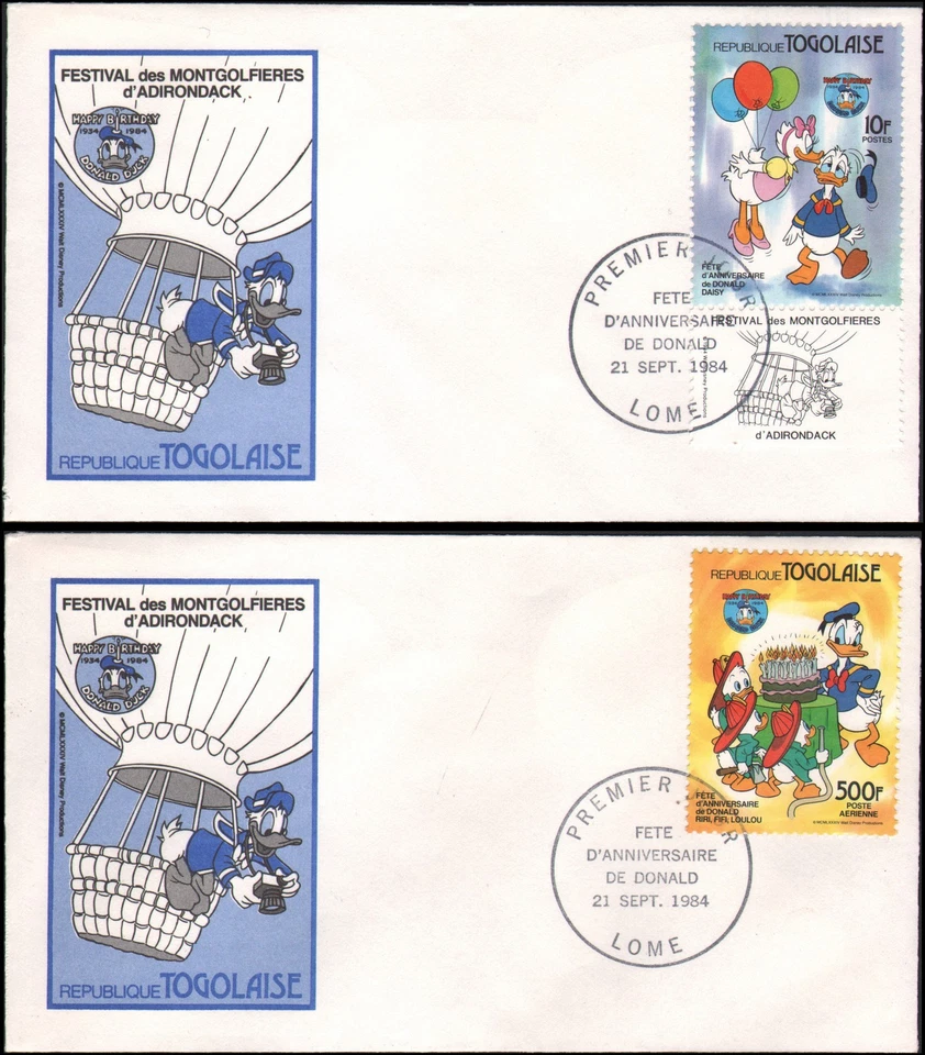 Togo #1234//1237 Used Disney, FDC, 1984 - Image 1 of 1