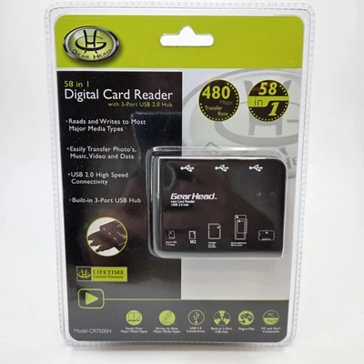 Gear Head USB 2.0 All in One 58 in 1 Card Reader 480 Mbps #CR7500H - New - Image 1 of 3