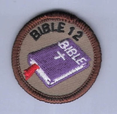 Patch Royal Ranger c1980 Master Christian Bible 12 Club Merit Badge Brown 2" - Image 1 of 3