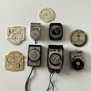 Joblot Of Vintage Light Meters Exposure Meter Calculators KL-7 Prinzlite Haminex - Picture 1 of 6