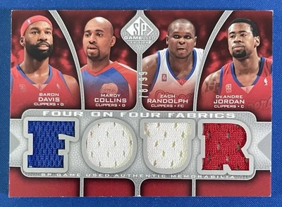 2009-10 SP Game Used Baron Davis Four On Four Fabrics Clippers Suns Card #’d /99 - Image 1 of 2