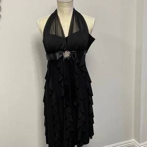 Betsy and Adam by Linda Bernell Women's Halter Dress - Black - Size 2 - EUC - Picture 1 of 10