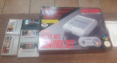 Console Control Set Super Nintendo Pal A Gig con Scatola & 5 Giochi - Immagine 1 di 4