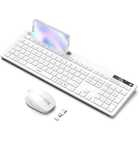 Combo de ratón con teclado inalámbrico con receptor USB A y USB C con soporte para teléfono - Imagen 1 de 6