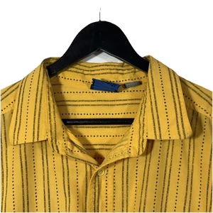 GITANO Yellow & Black Striped Button-up Shirt Mens XL Vintage Bold Colorful - Picture 1 of 10