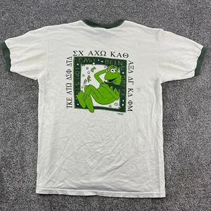 Vintage Kermit The Frog Shirt Mens Large White Ringer Greek Week Albion College - Picture 1 of 6