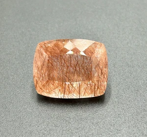 Natural Copper Rutile  33ct Cushion Faceted 21x17x12mm Rutile Loose Gemstone - Picture 1 of 5