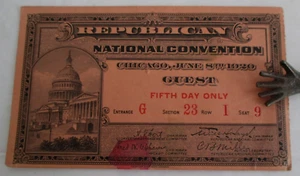 1920 REPUBLICAN NATIONAL CONVENTION Guest Ticket, Fifth Day - Bild 1 von 2