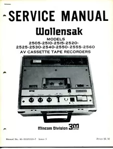 VINTAGE WOLLENSAK SERVICE MANUAL MODEL 2505/2510/2515/2520/2525/2530/2540/2550.. - Picture 1 of 3