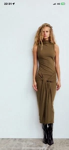 ZARA DRESS Drape Belt Sleek Knit Long Midi Midaxi L BNWT - Picture 1 of 9