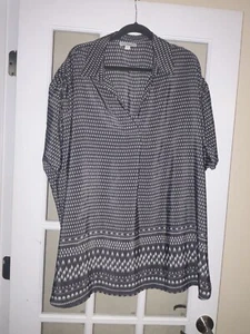NWT kim rogers Plus Size Short Sleeve Border Print Liano Top grey 2XL - Picture 1 of 5