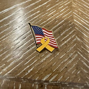 American Flag and Yellow Ribbon Vintage Lapel Pin - Picture 1 of 2