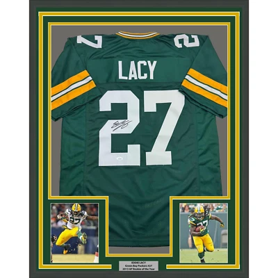 Jersey verde enmarcado autografiado/firmado Eddie Lacy 35x39 Green Bay certificado de autenticidad JSA Foto 1 de 2