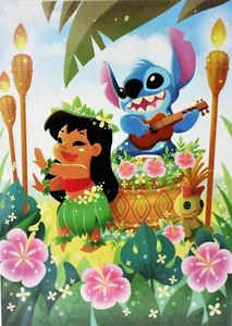 Disney WonderGround Gallery Postcard Lilo & Stitch Hula Time By Eunjung June Kim - Picture 1 of 2