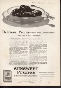 Publicidad vintage impresión comida Sunsweet Cirunes delicioso sabor este tipo anuncio 1924 - Imagen 1 de 1