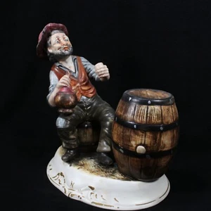 Capodimonte Hobo Alter Mann Fass Wein Italienisch Trinken Betrunken Brummen Porzellan - Bild 1 von 16
