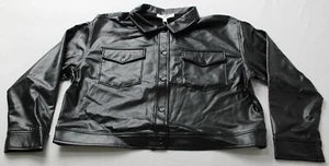 Adyson Parker Women's Faux Leather Button Down Shacket WR4 Black Large NWT - Picture 1 of 3