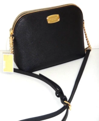 Bolso Bandolera Michael Kors Cindy MK Dome Negro Cuero Saffiano Dorado 38S8XCPC3L Foto 1 de 4
