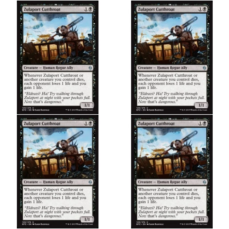 4 x ZULAPORT CUTTHROAT NM Battle for Zendikar MTG Black - Human Unc - Image 1 of 1