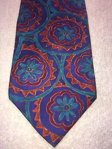 STRUCTURE MENS TIE BLUE TEAL RED AND ORANGE GEOMETRIC 3.75"X 59 - Picture 1 of 4