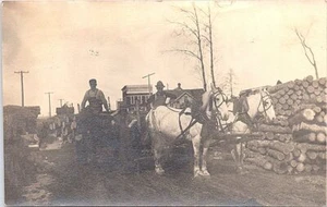 RPPC Roosevelt Minnesota Logging Scene Lumber Wagons 1912 - Picture 1 of 2